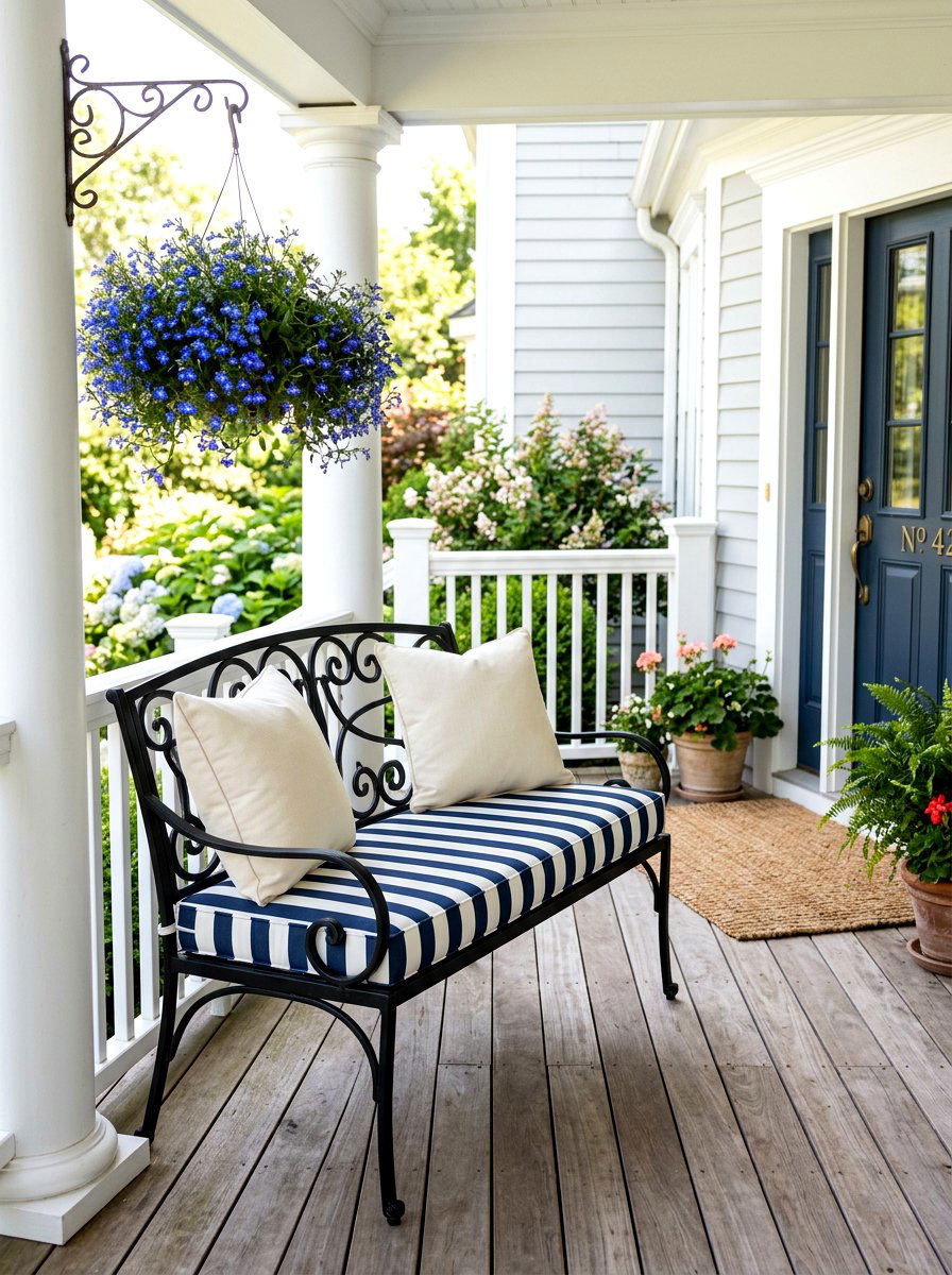Striped porch seat cushion - 25 Spring Outdoor Cushion Ideas