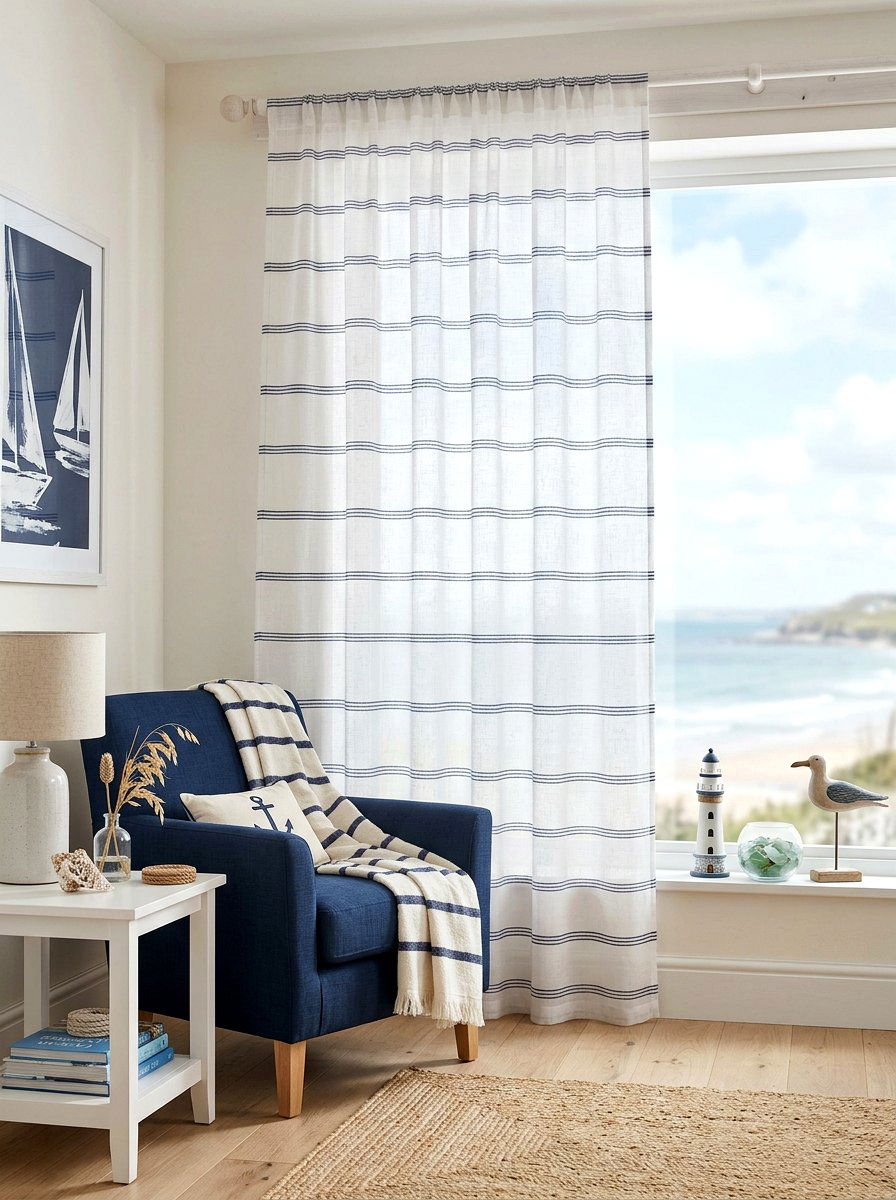 Striped sheer curtain - 25 Spring Sheer Curtain Ideas