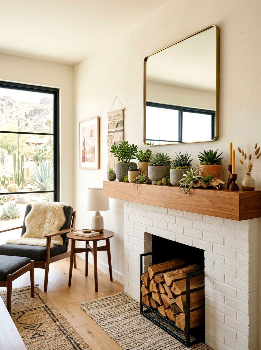 Succulent Air Plant Mantel - 25 Spring Mantel Floral Ideas