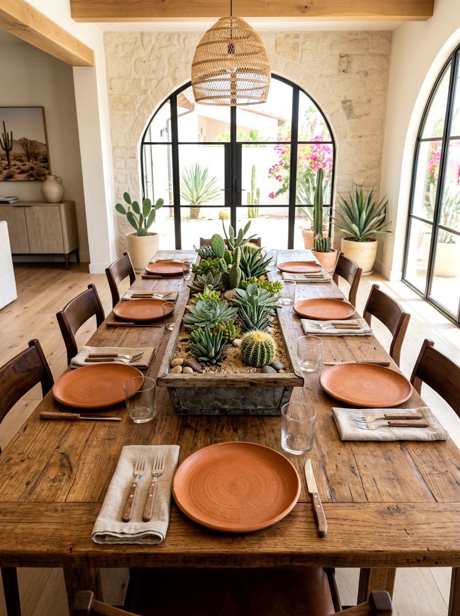 Succulent And Cactus Centerpiece - 25 Spring Cinco de Mayo Decor Ideas