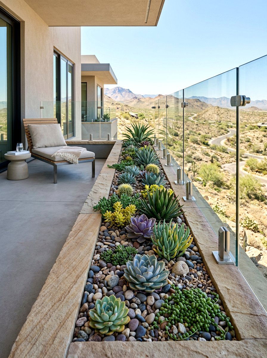 Succulent Balcony Planter - 25 Spring Balcony Flower Box Ideas