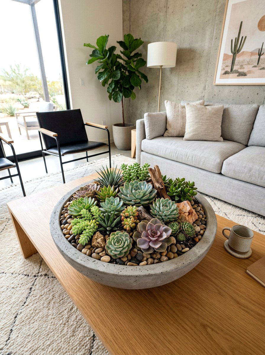 Succulent Bowl Arrangement - 25 Spring Sprout Decor Ideas