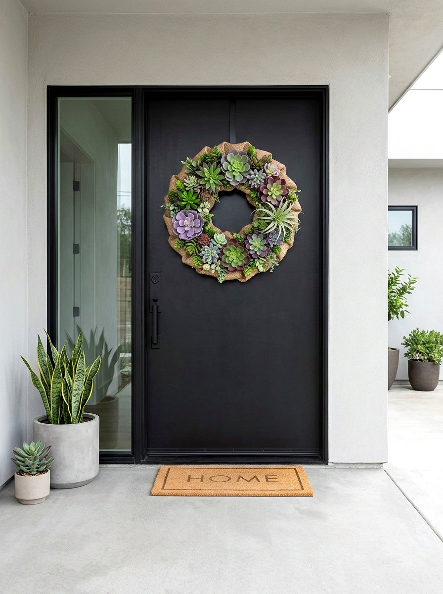Succulent Burlap Wreath - 25 Spring Burlap Wreath Ideas
