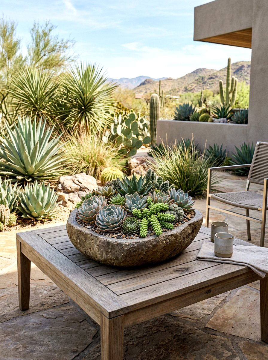 Succulent Centerpiece - 25 Spring Outdoor Table Decor Ideas