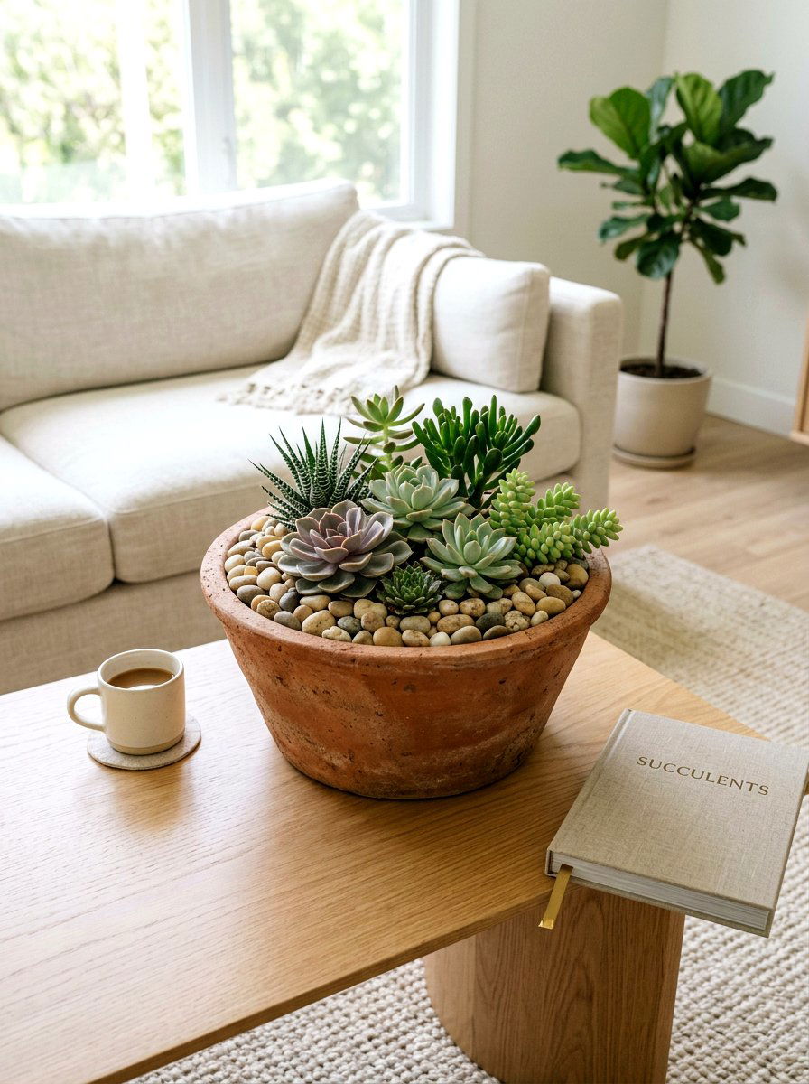 Succulent Clay Pot Arrangement - 25 Spring Clay Pot Flower Ideas