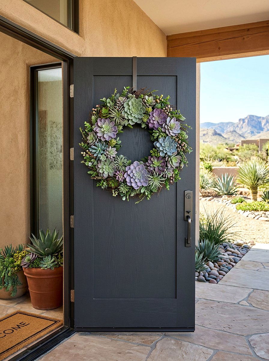 Succulent Door Wreath - 25 Spring Wreath Ideas for Front Door