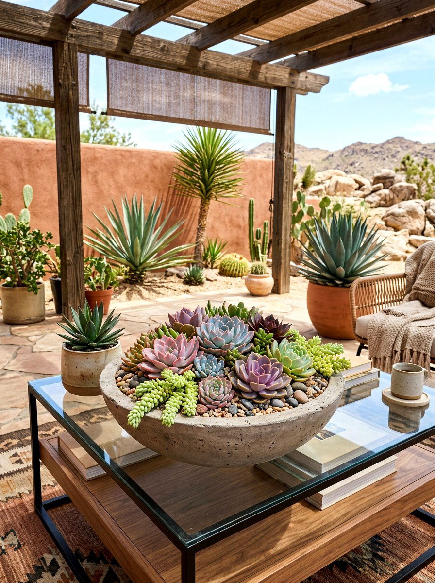 Succulent Garden Bowls - 25 Spring Patio Planter Arrangement Ideas