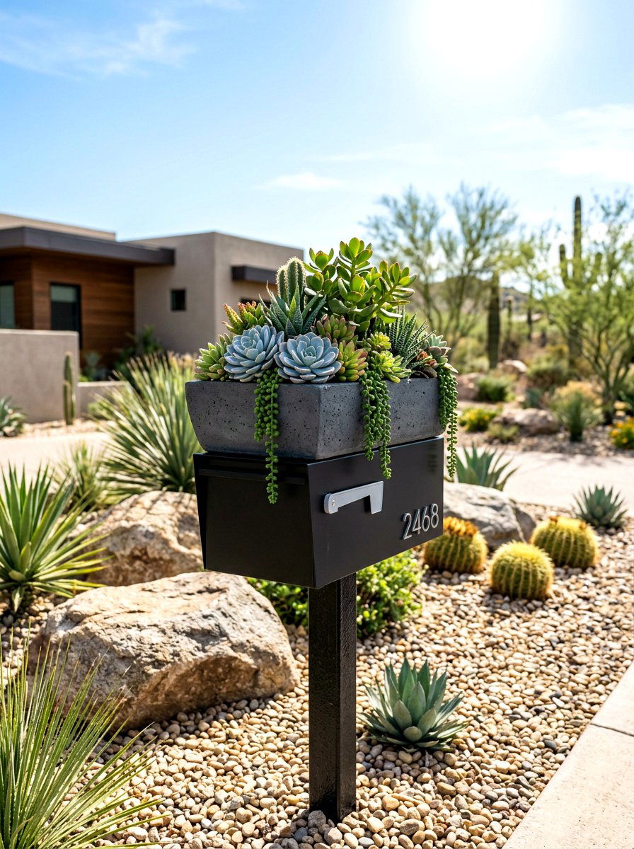 Succulent Garden Mailbox Topper - 25 Spring Mailbox Topper Ideas
