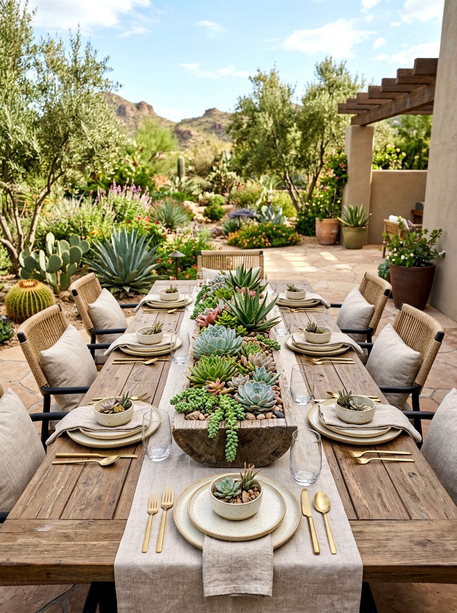 Succulent Garden Table Setting - 25 Spring Garden Table Decor Ideas