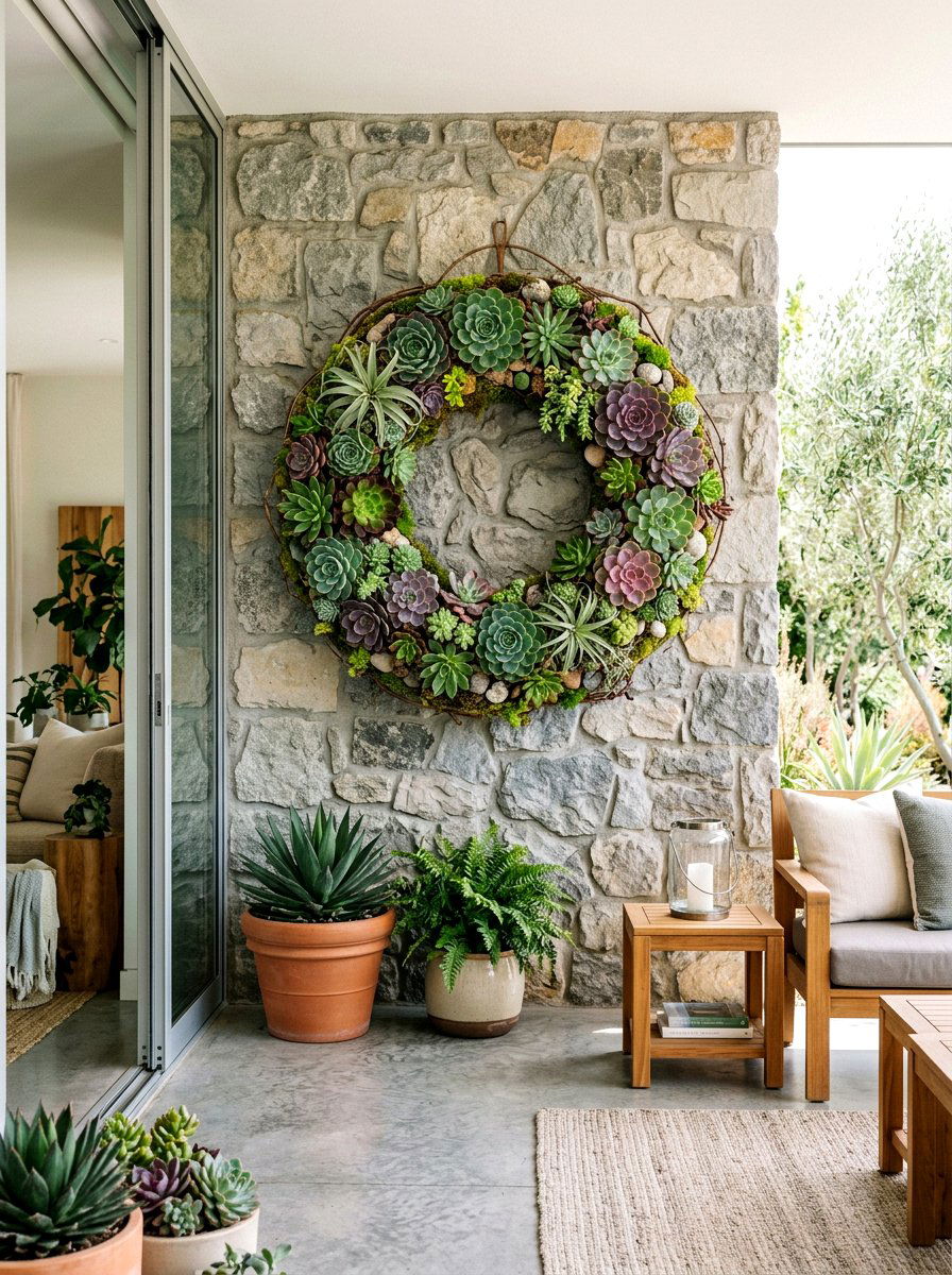 Succulent Garden Wreath - 25 Spring Oversized Wreath Ideas