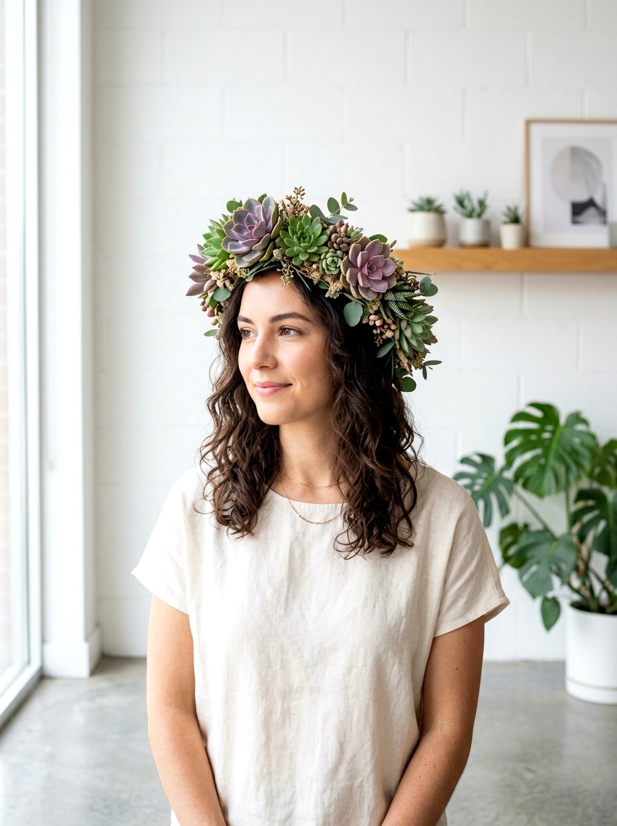 Succulent Hair Wreath - 25 Spring Hair Wreath Ideas