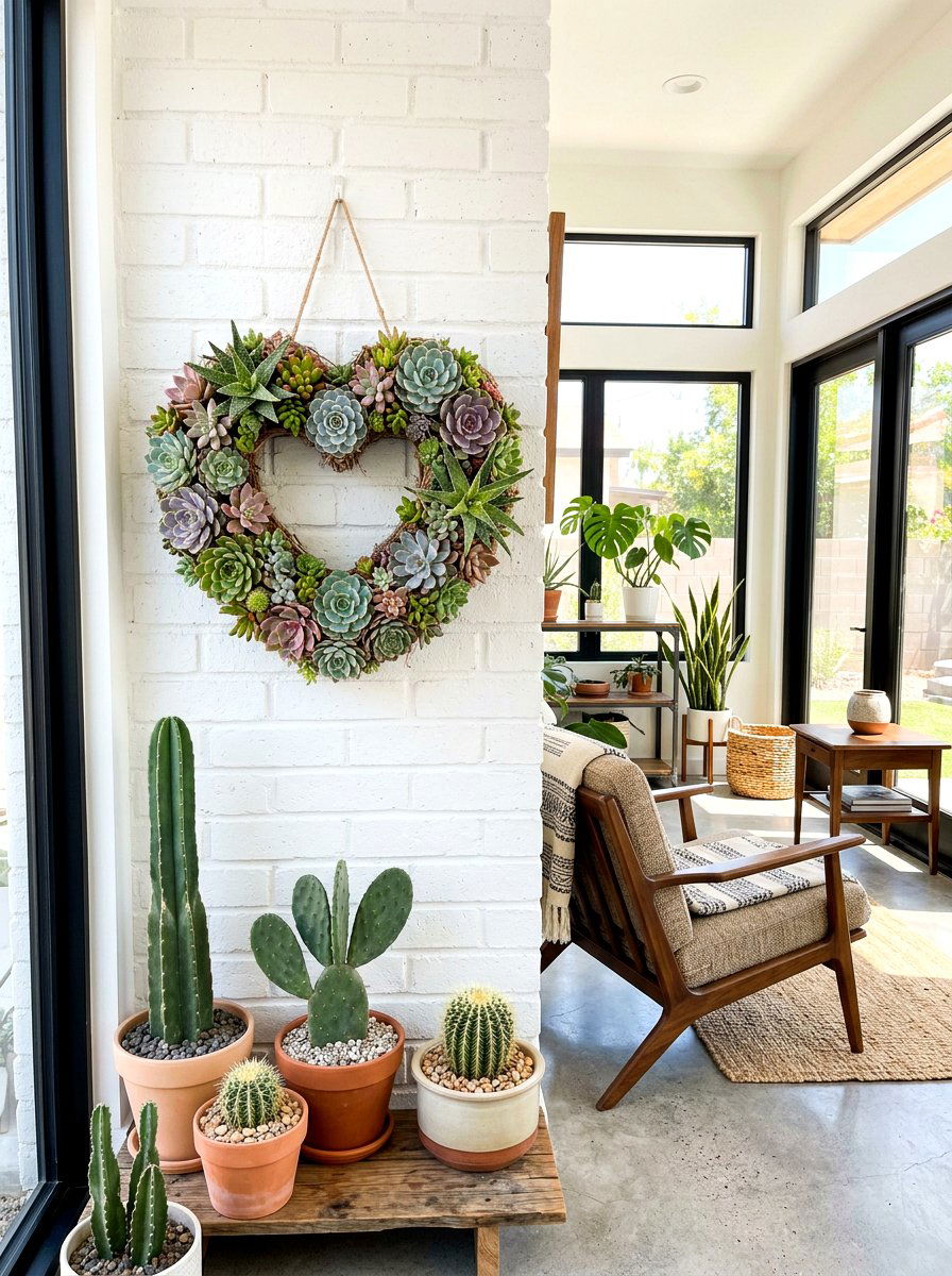 Succulent Heart Wreath - 25 Spring Heart Wreath Ideas