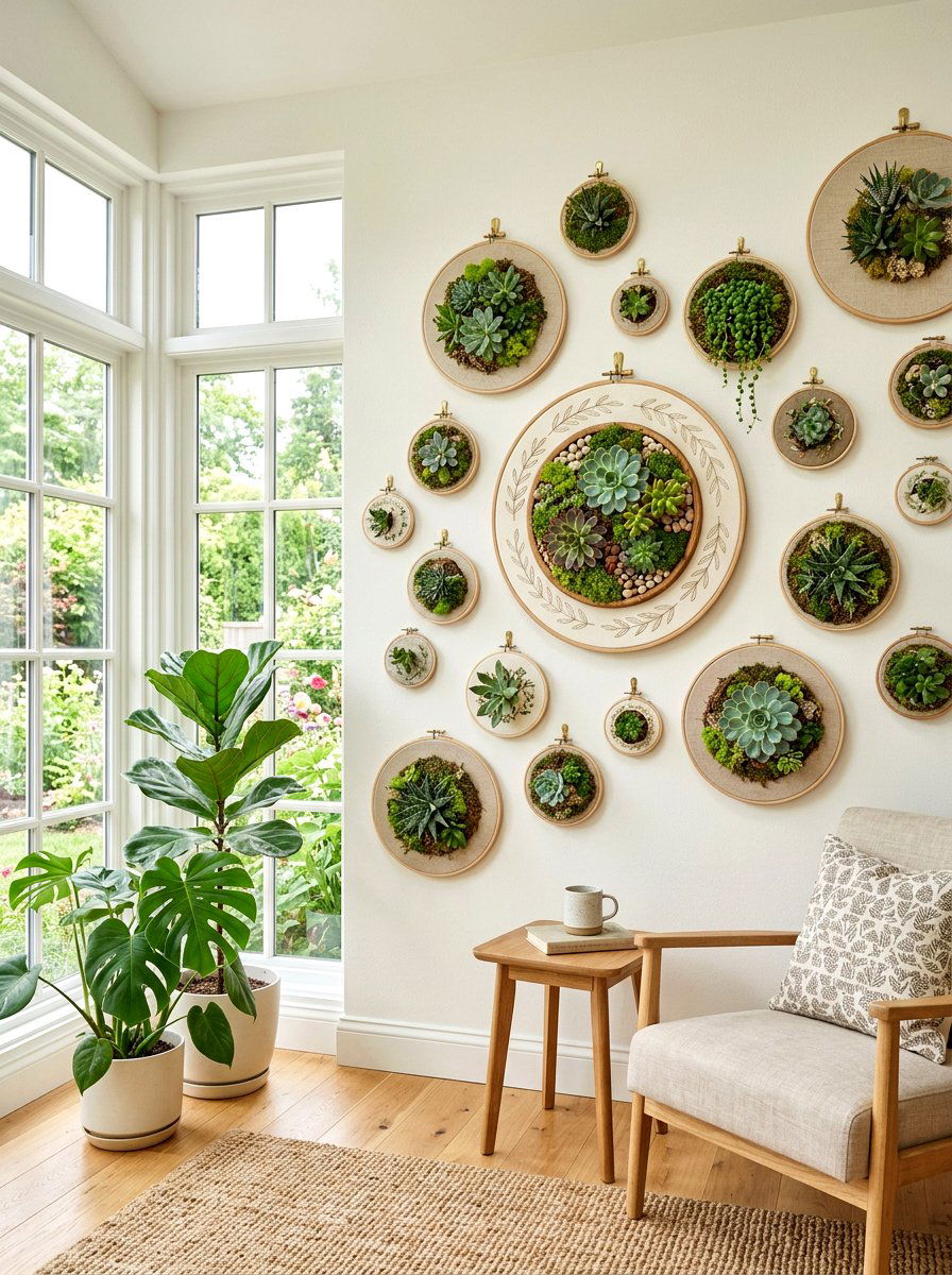 Succulent Hoop Art - 25 Spring Succulent Decor Ideas