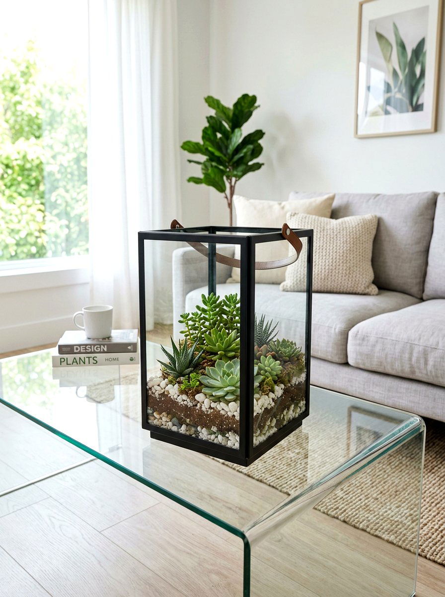 Succulent Indoor Lantern - 25 Spring Lantern Decor Ideas