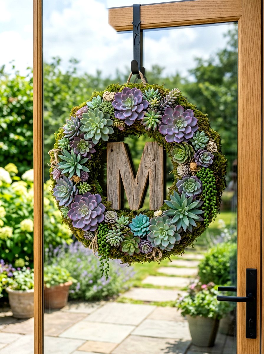 Succulent Initial Wreath - 25 Spring Monogram Wreath Ideas