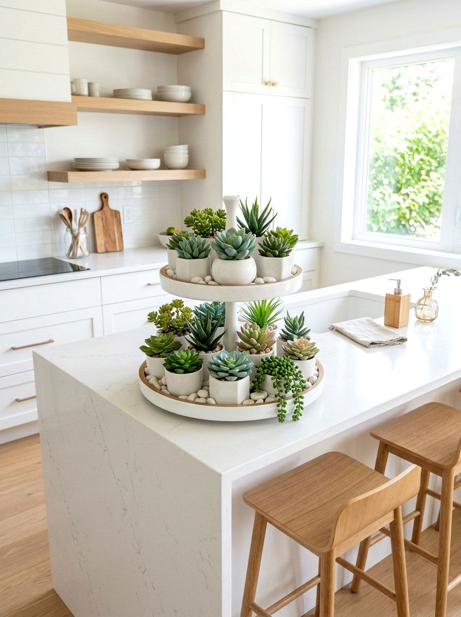 Succulent Kitchen Tray - 25 Spring Tiered Tray Ideas for Kitchen