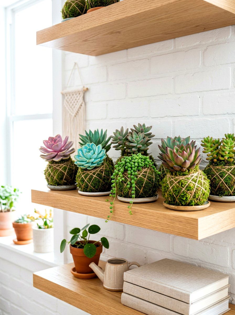 Succulent Kokedama - 25 Spring Moss Ball Ideas
