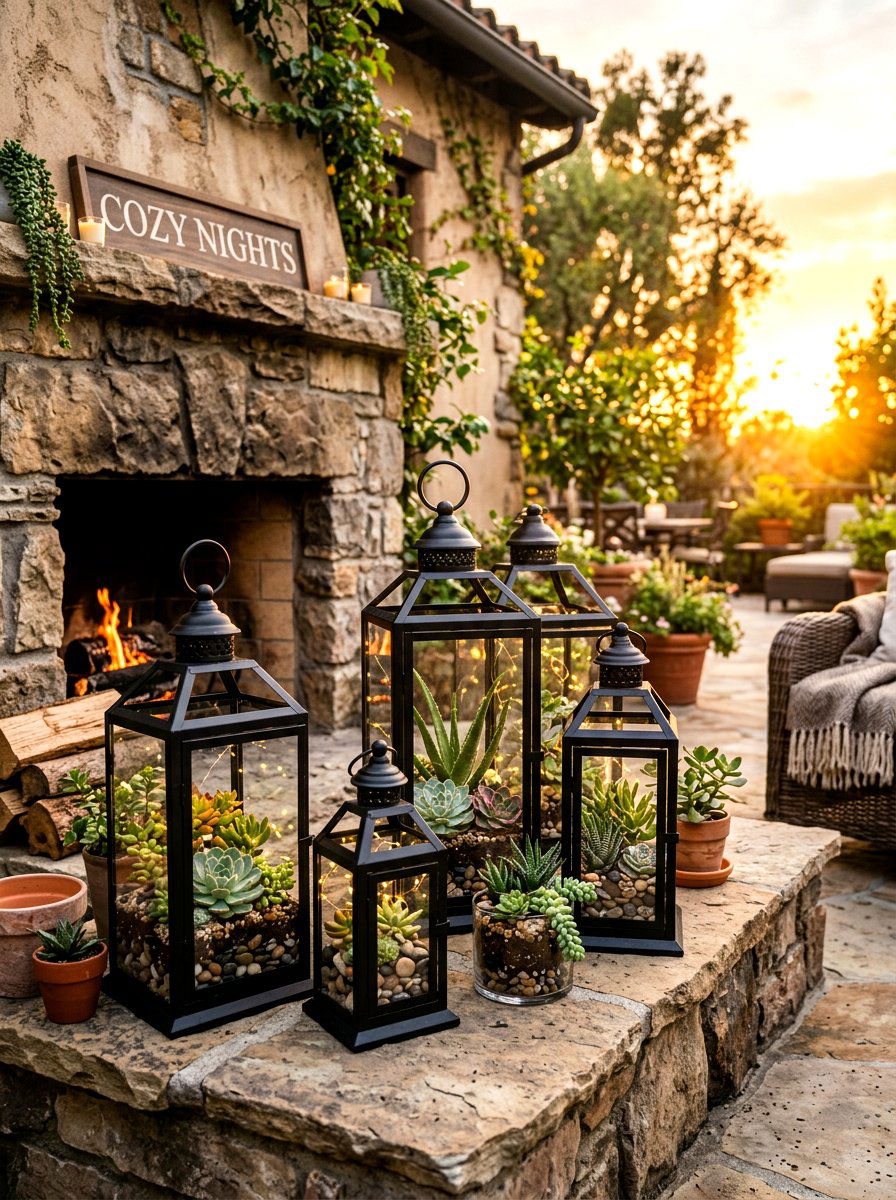 Succulent Lantern Display - 25 Spring Succulent Planter Ideas