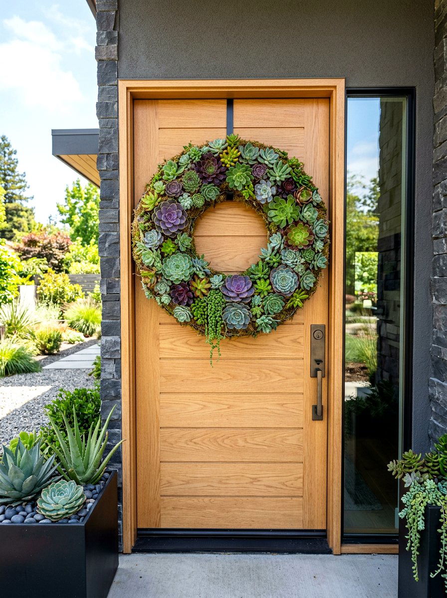 Succulent Living Wreath - 25 Spring DIY Wreath Ideas