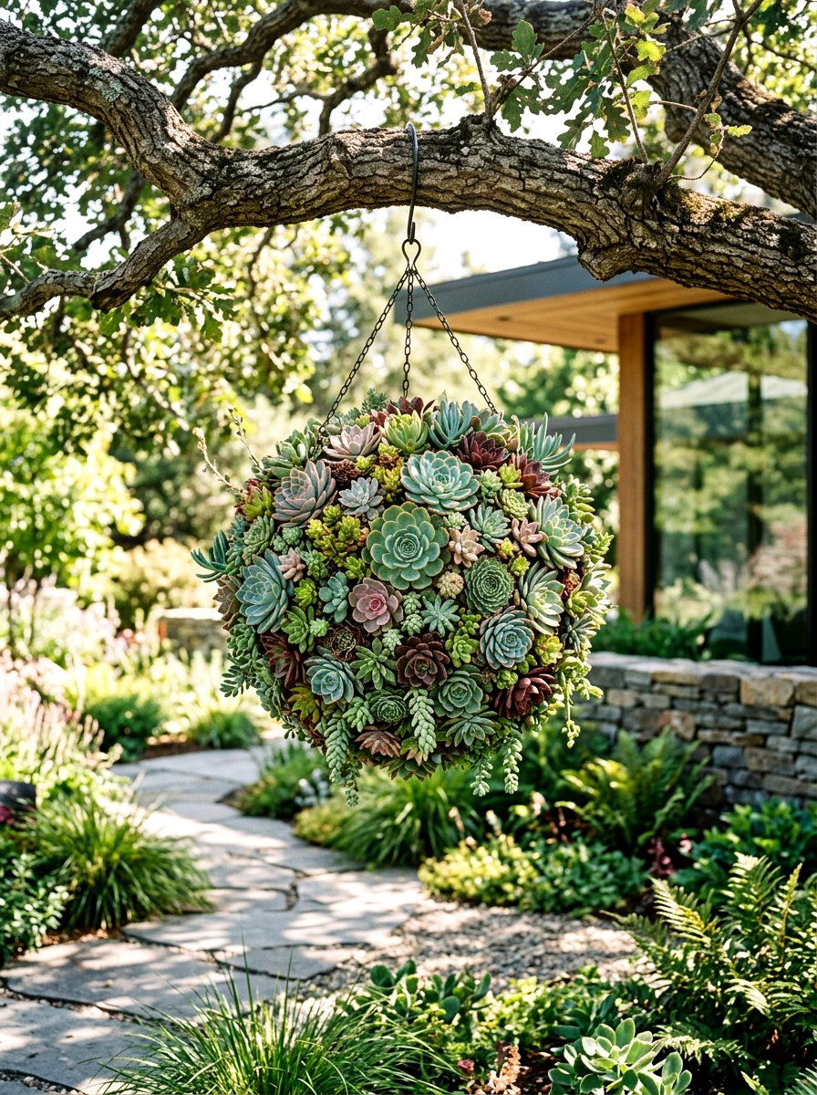 Succulent Sphere Planter - 25 Spring Succulent Planter Ideas