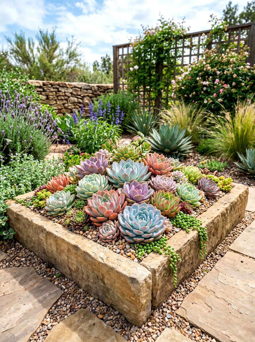 Succulent Spring Garden Box - 25 Spring Planter Box Ideas