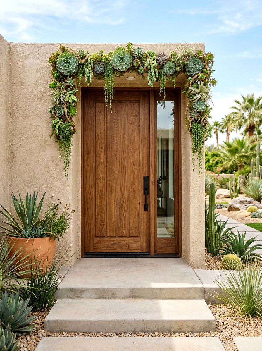 Succulent Spring Garland - 25 Spring Door Garland Ideas