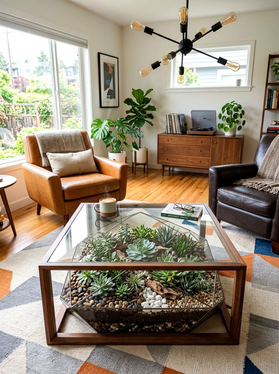Succulent Terrarium Coffee Table - 25 Spring Floral Centerpiece Ideas