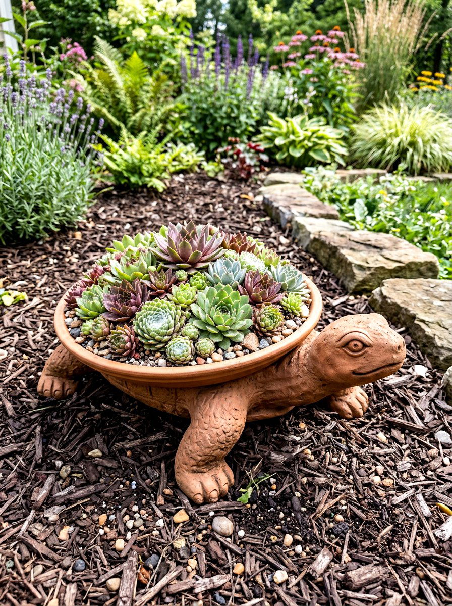 Succulent Turtle Clay Pot - 25 Spring Clay Pot Craft Ideas