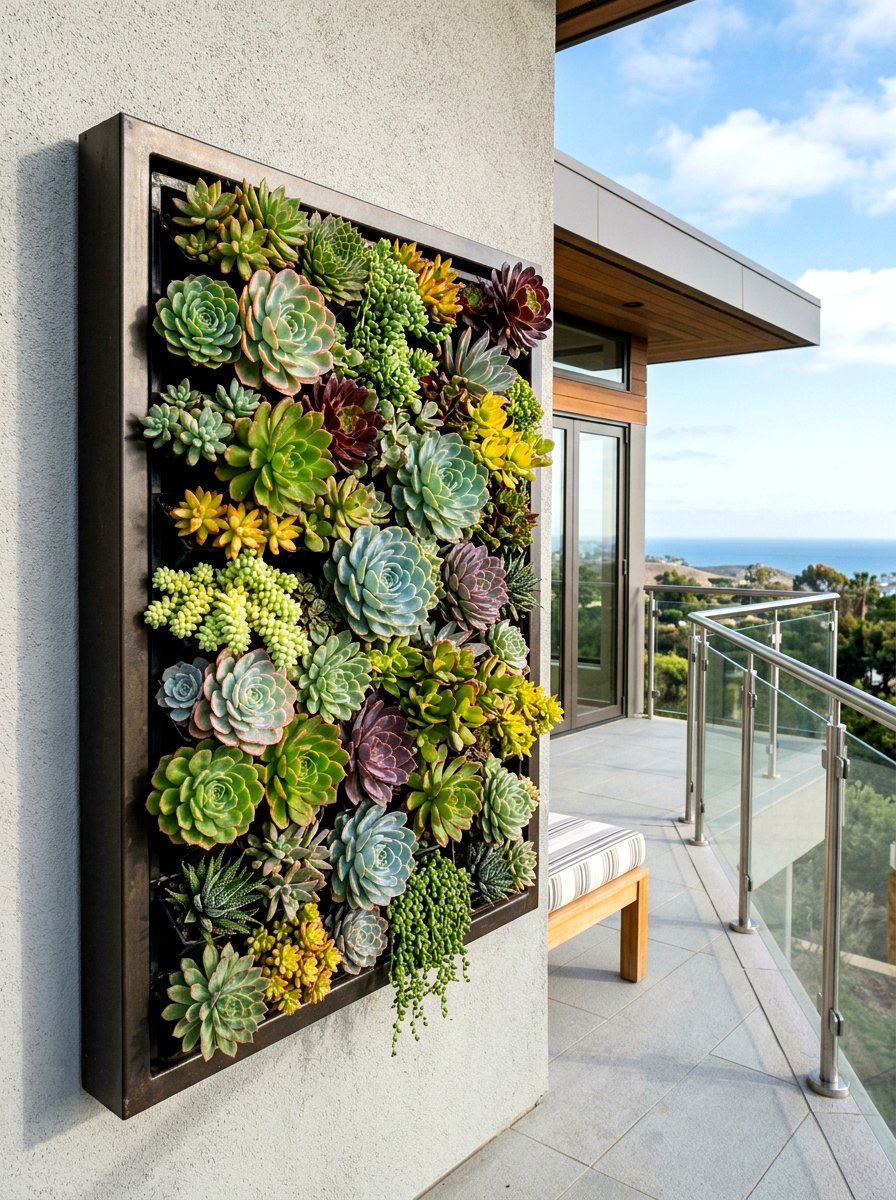 Succulent Wall Planter - 25 Spring Outdoor Wall Decor Ideas