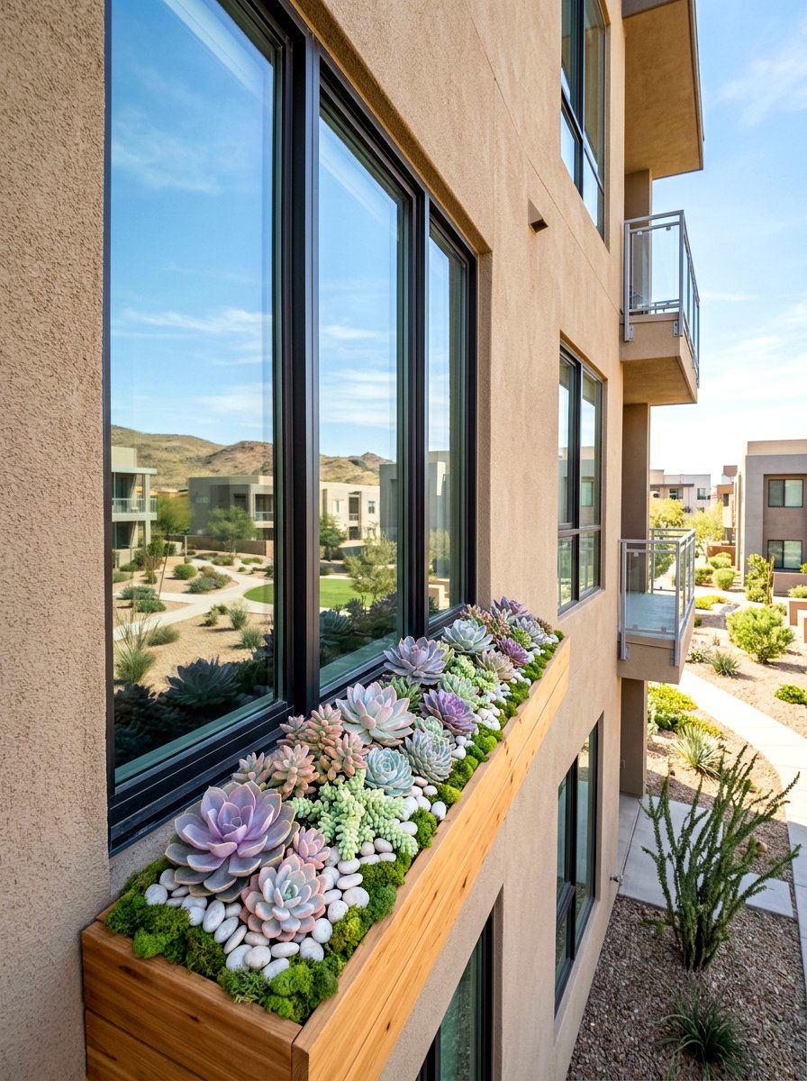 Succulent Window Box - 25 Spring Flower Box Ideas