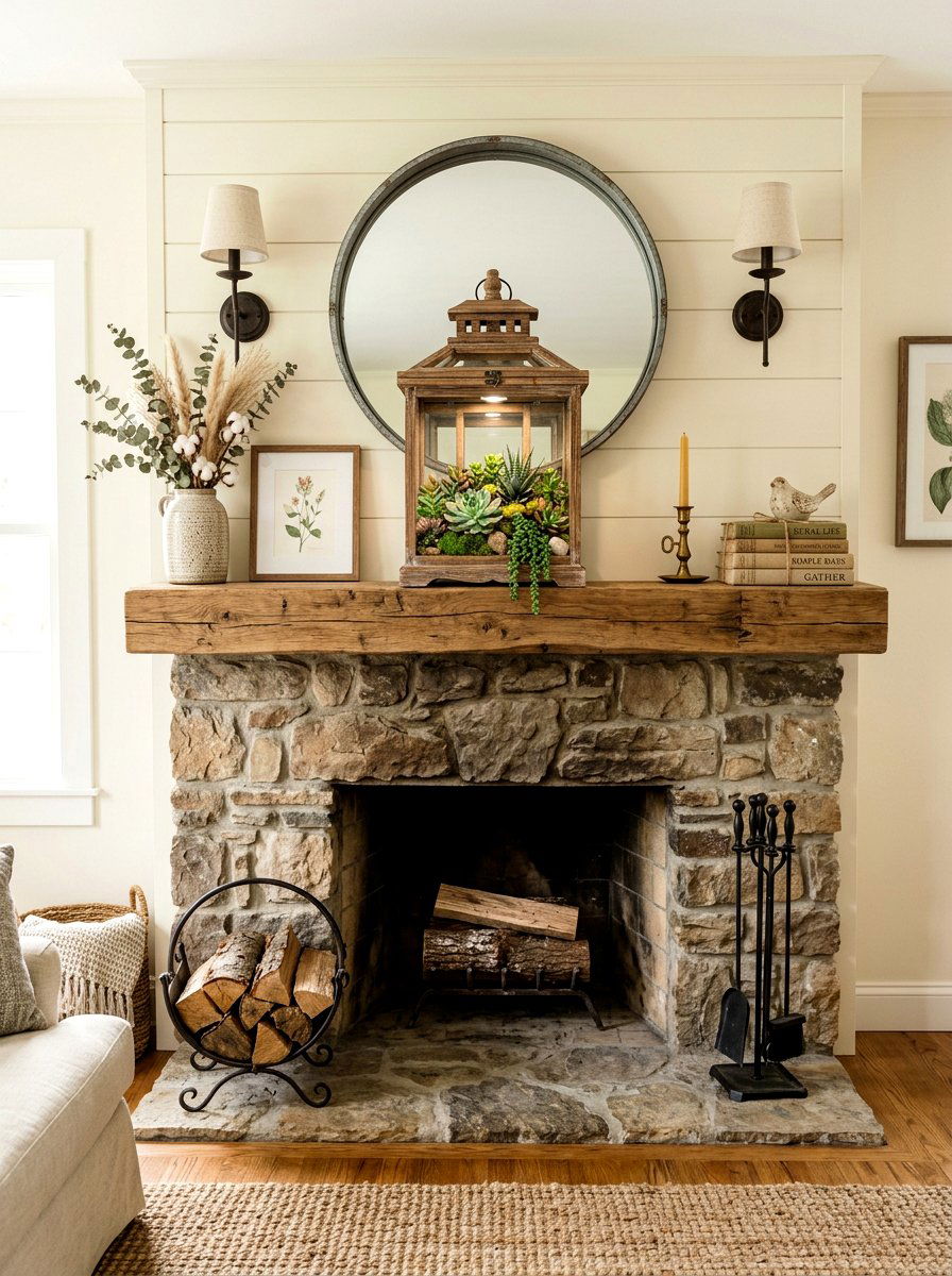 Succulent Wood Lantern - 25 Spring Succulent Decor Ideas