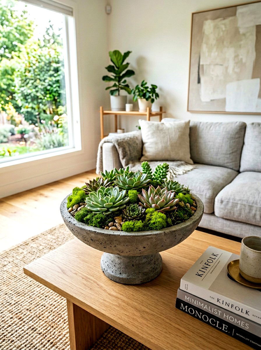 Succulent and moss bowl - 25 Spring Compote Bowl Ideas