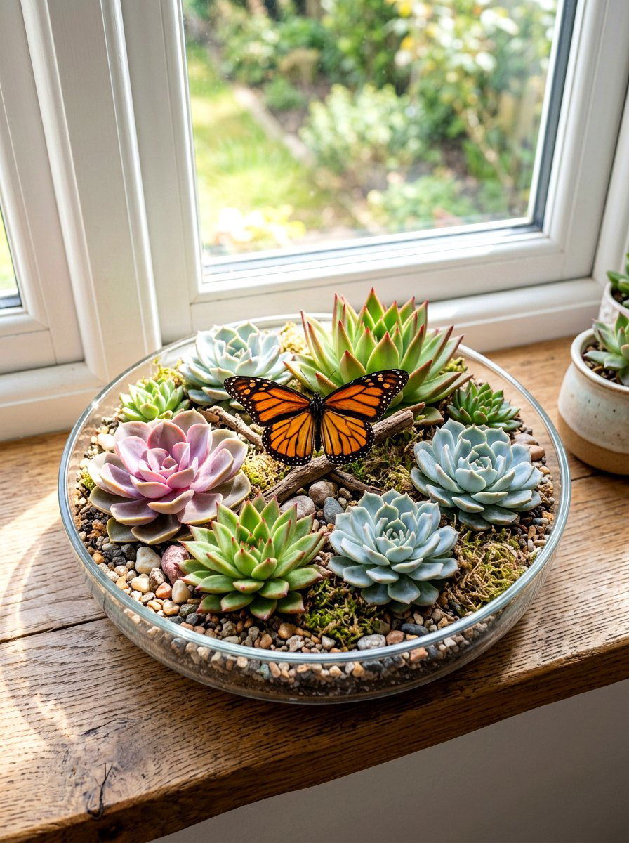 Succulent butterfly terrarium - 25 Spring Butterfly Terrarium Ideas