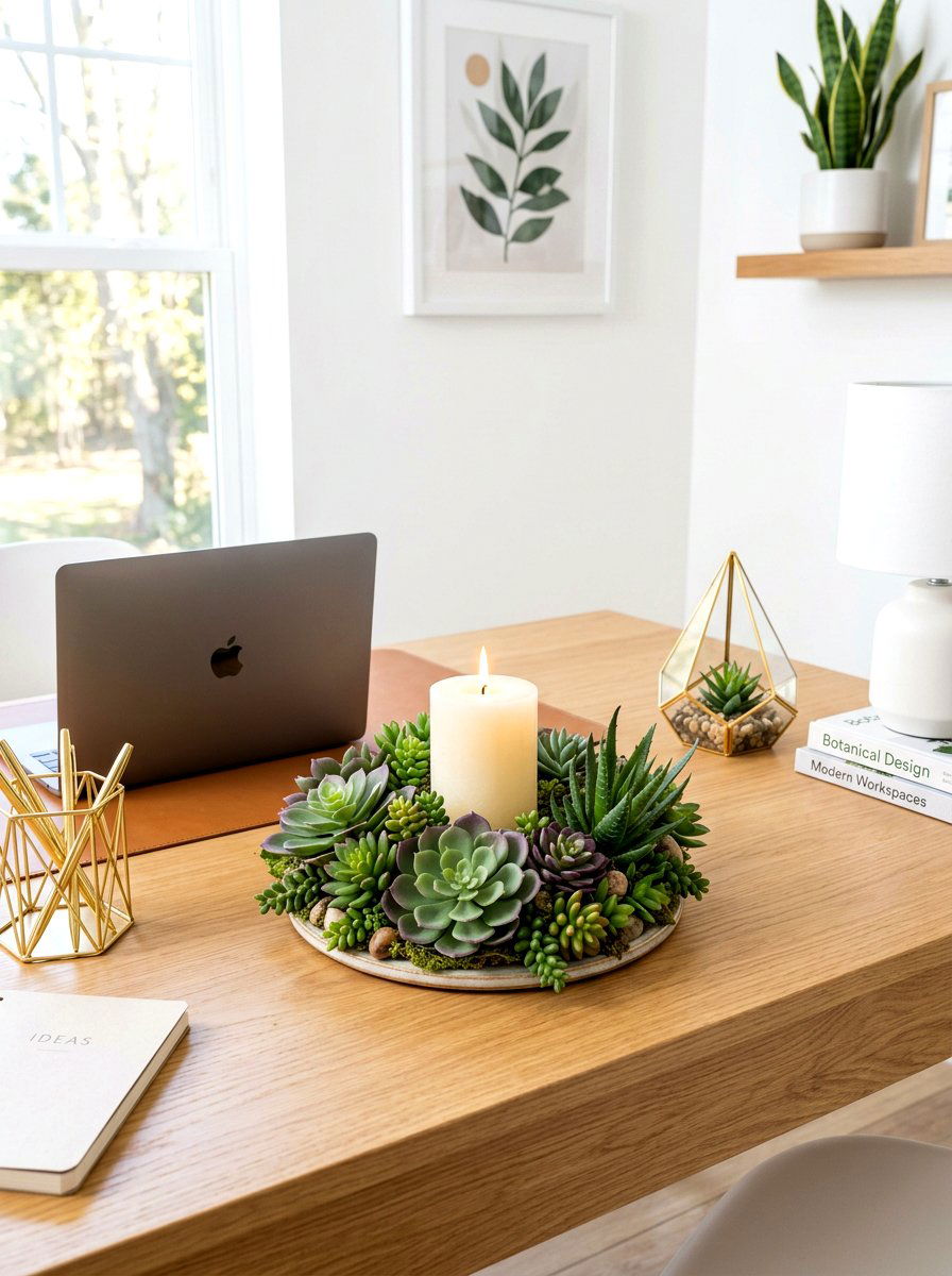 Succulent candle ring - 25 Spring Candle Wreath Ideas