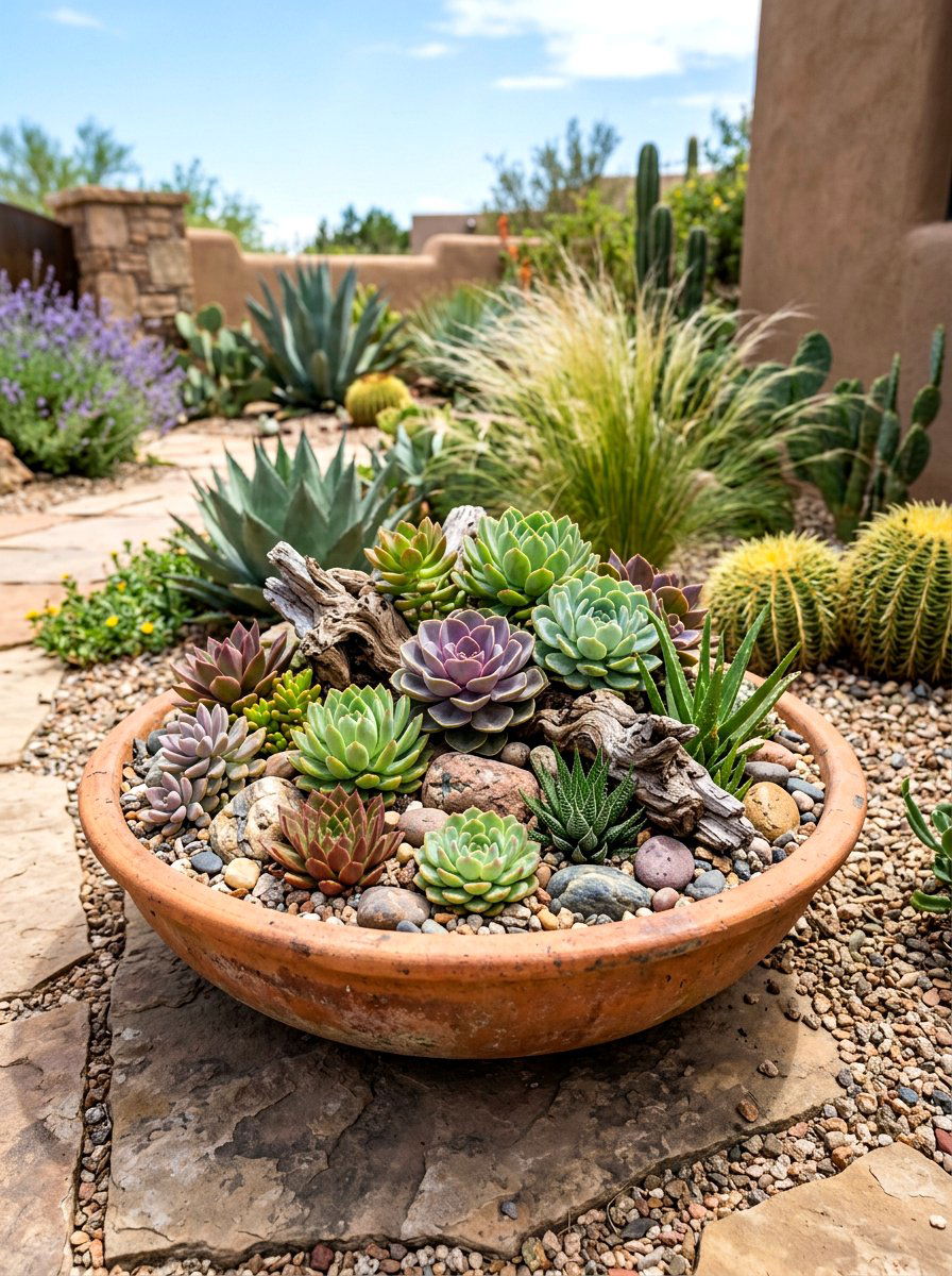 Succulent clay pot arrangement - 25 Spring Terracotta Pot Ideas