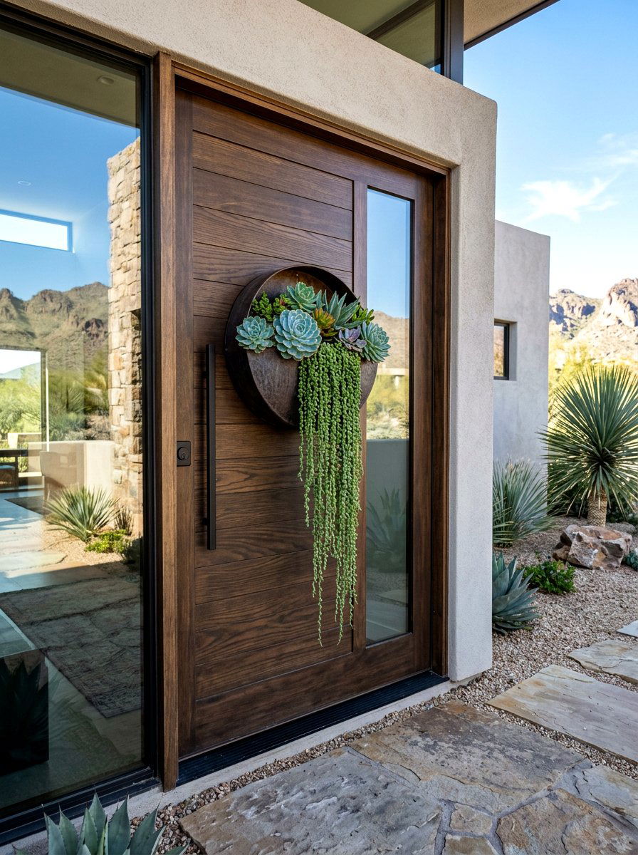 Succulent door basket - 25 Spring Hanging Basket Door Ideas