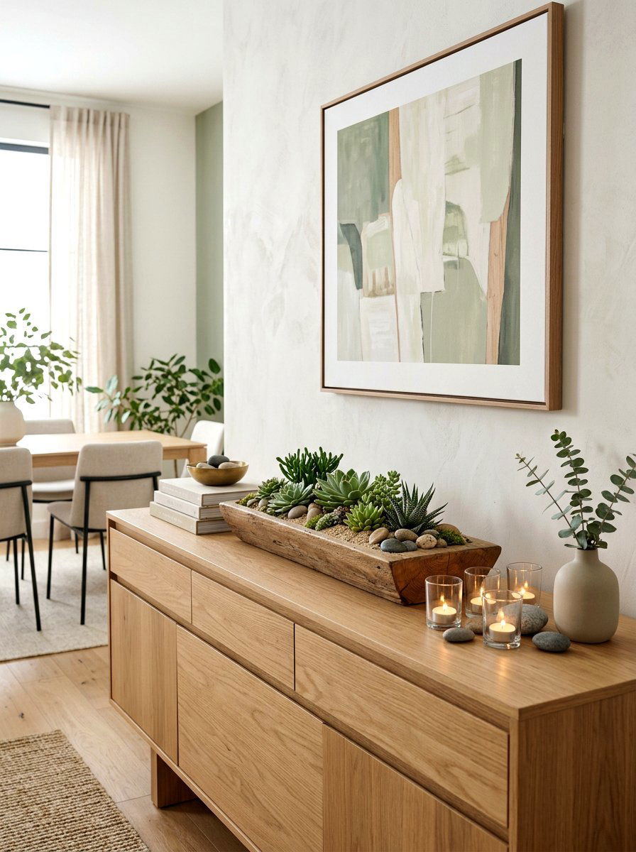 Succulent garden in wood - 25 Spring Dining Room Buffet Ideas