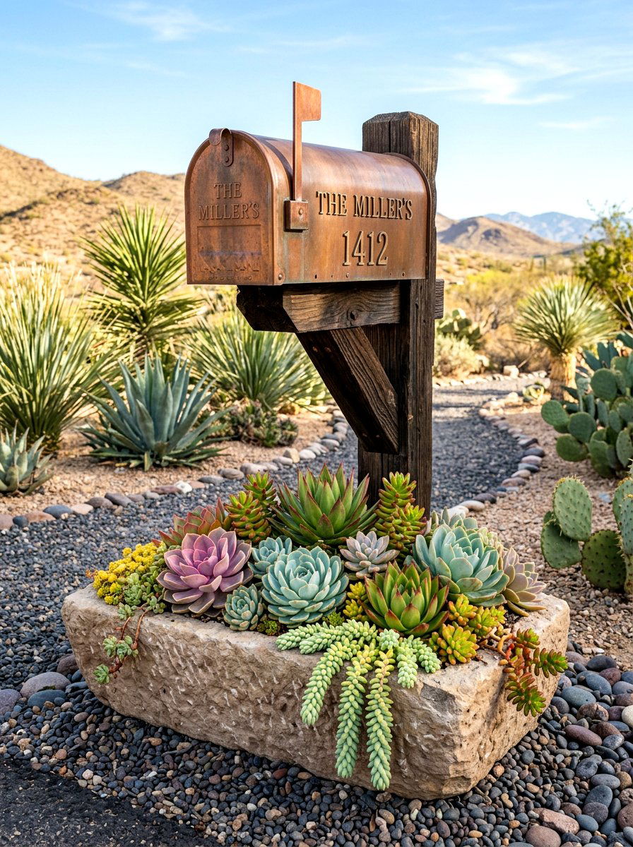Succulent mailbox planter - 25 Spring Mailbox Planter Ideas