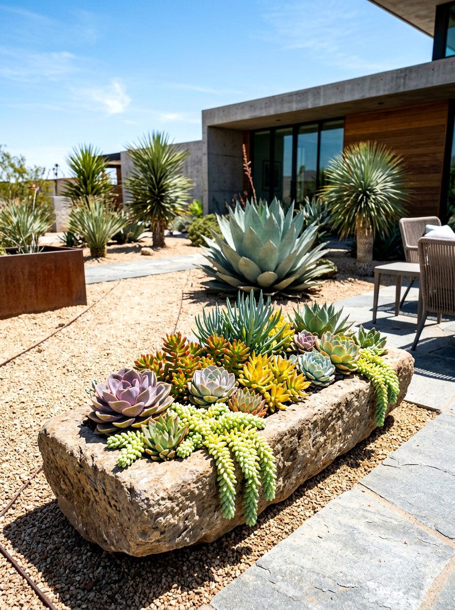 Succulent spring arrangement - 25 Spring Container Garden Ideas