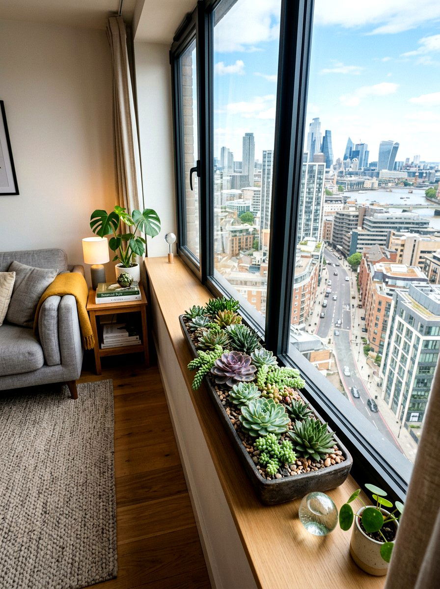 Succulent tray - 25 Spring Window Sill Decor Ideas