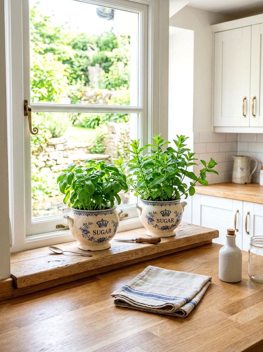 Sugar bowl herb planter - 25 Spring Ironstone Decor Ideas