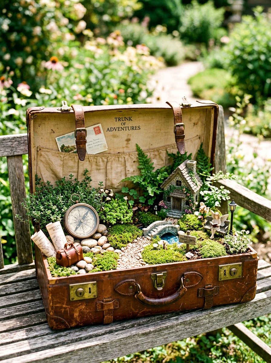 Suitcase fairy garden - 25 Spring Fairy Garden Ideas