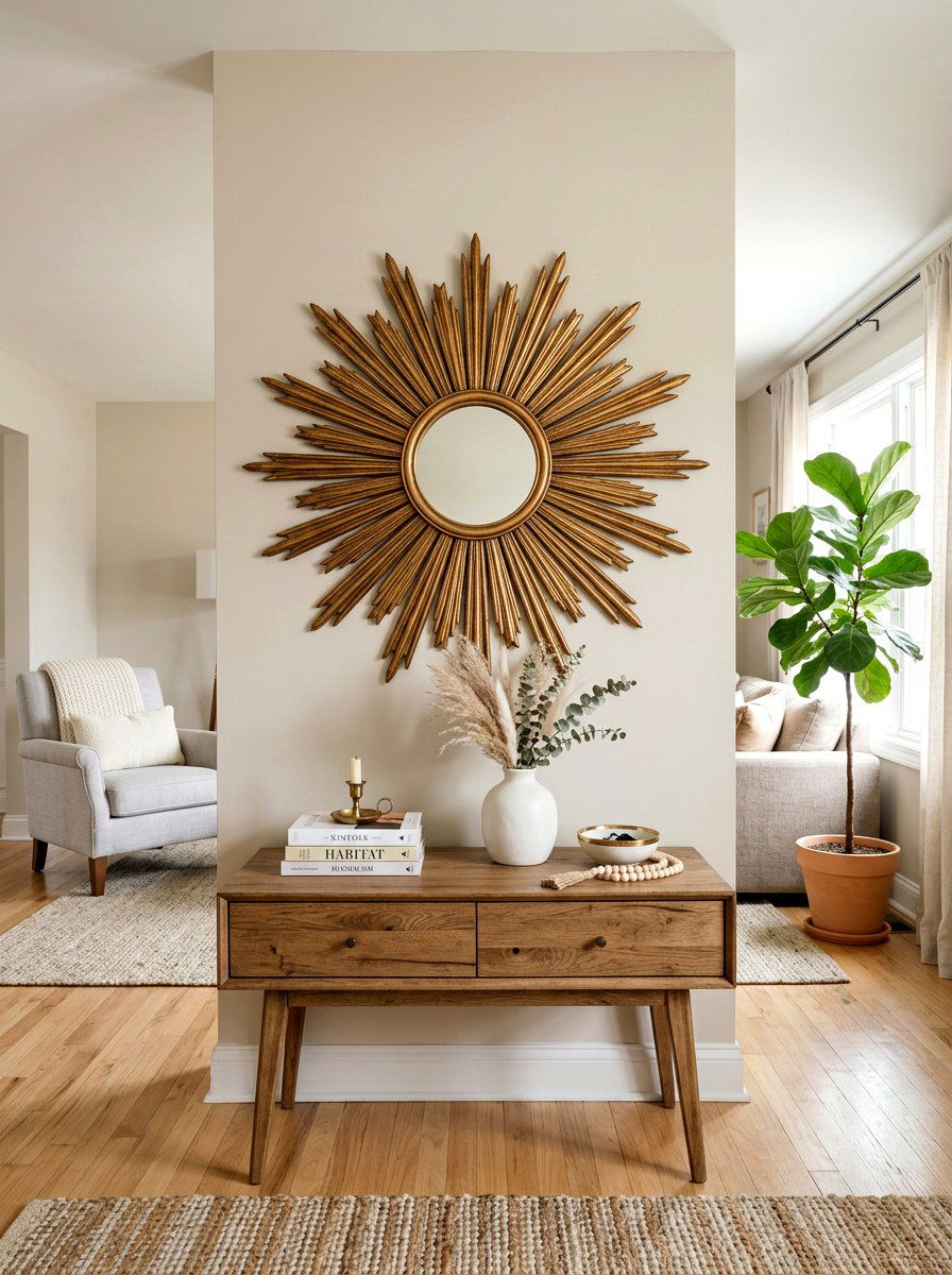 Sunburst Mirror Display - 25 Spring Boho Decor Ideas
