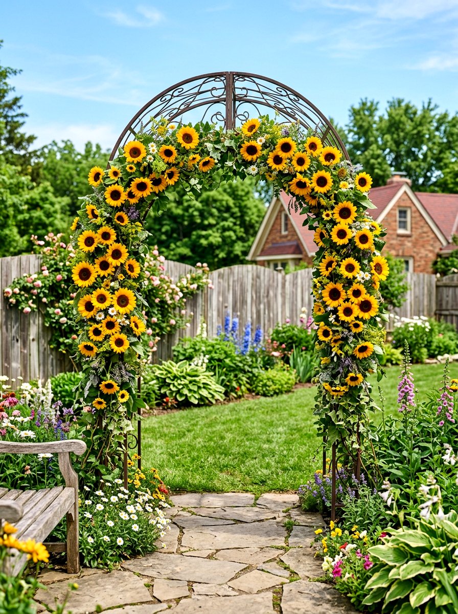 Sunflower Arch For Outdoor Space - 25 Spring Arch Decor Ideas