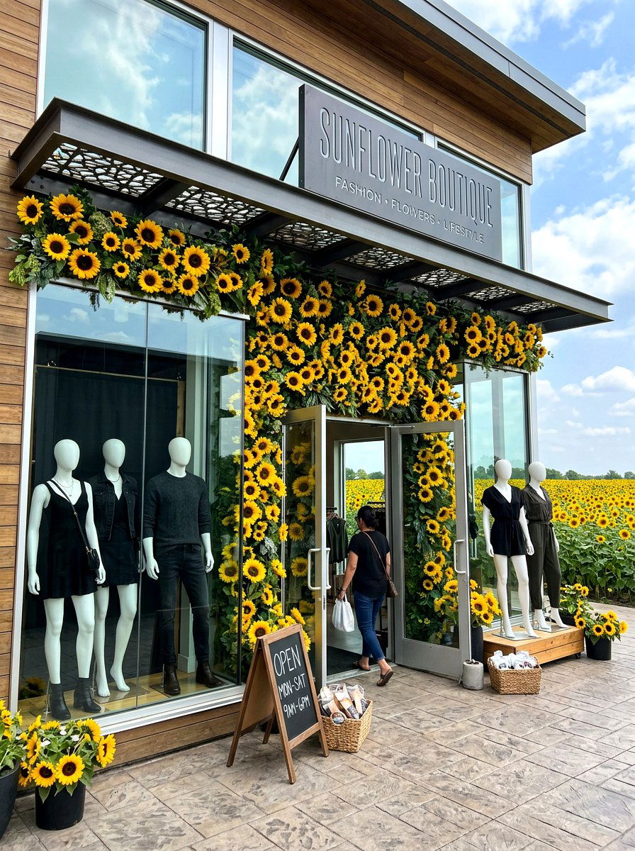 Sunflower Field Backdrop - 25 Spring Store Window Ideas
