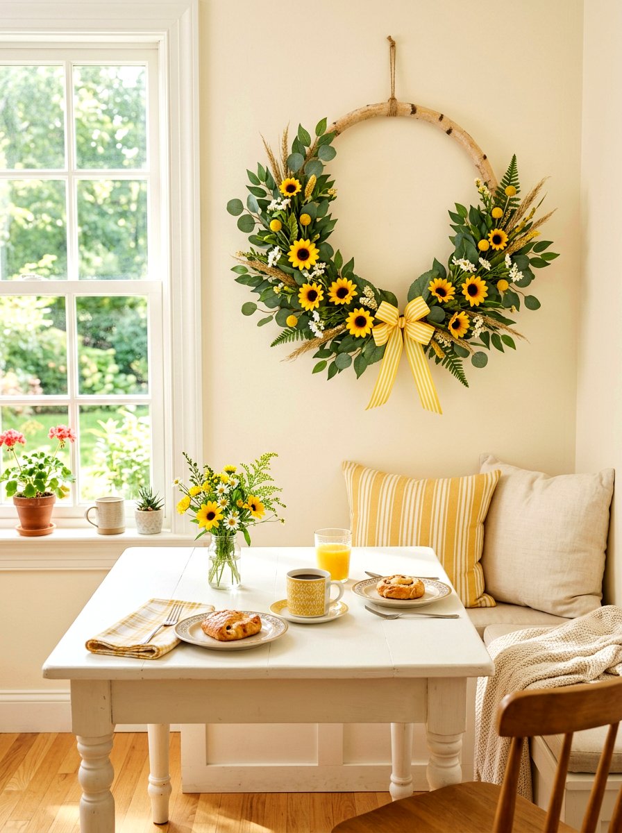 Sunflower Hoop Wreath - 25 Spring Flower Wreath Hoop Ideas