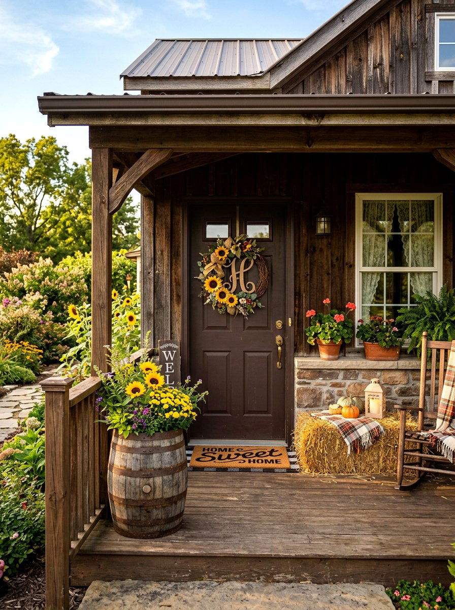 Sunflower Initial Front Door Wreath - 25 Spring Initial Wreath Ideas
