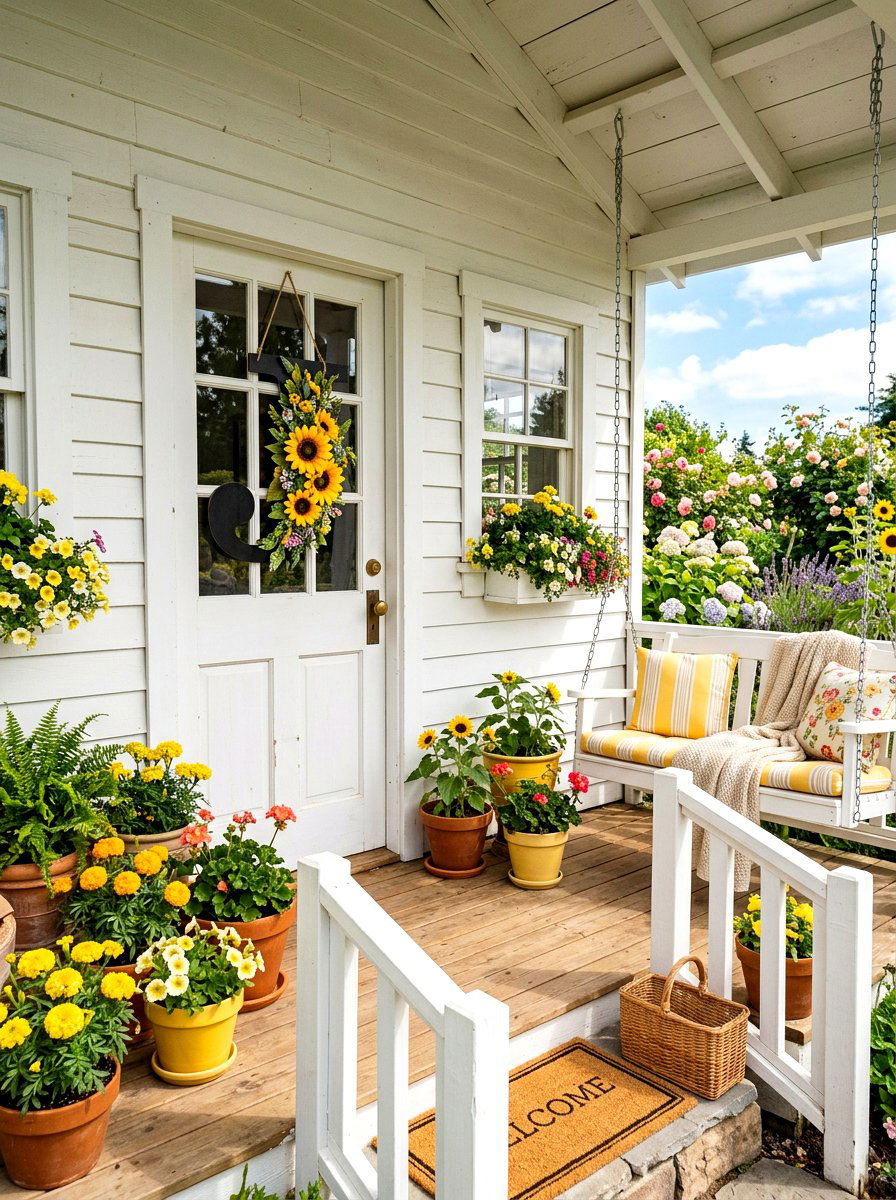 Sunflower letter door sign - 25 Spring Letter Wreath Ideas