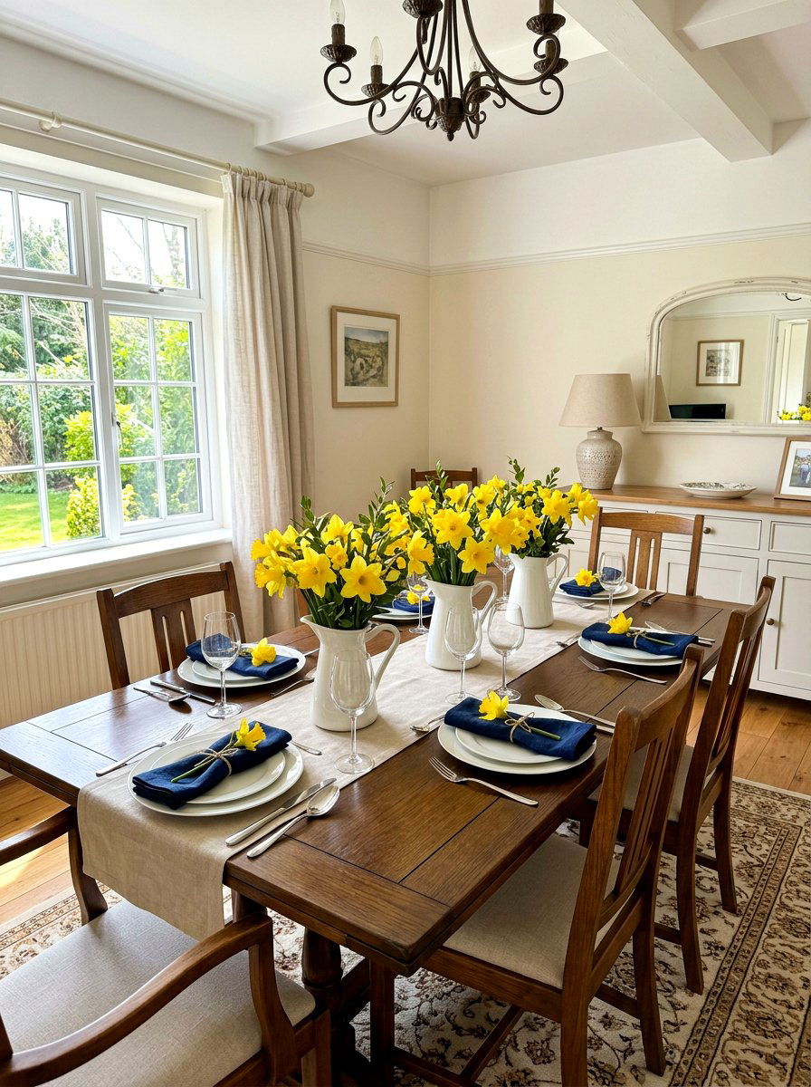 Sunny Daffodil Display - 25 Spring Dinner Party Decor Ideas