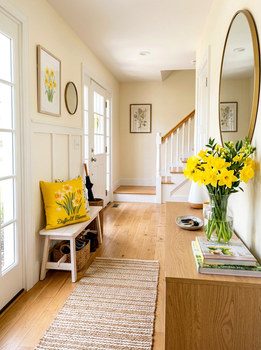 Sunny Daffodil Flower Pillow - 25 Spring Embroidered Pillow Ideas